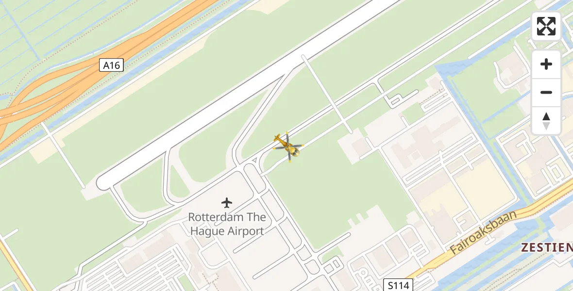 Vluchtroute Traumahelikopter Rotterdam The Hague Airport - Rotterdam The Hague Airport, 16 oktober 2023, 12:52