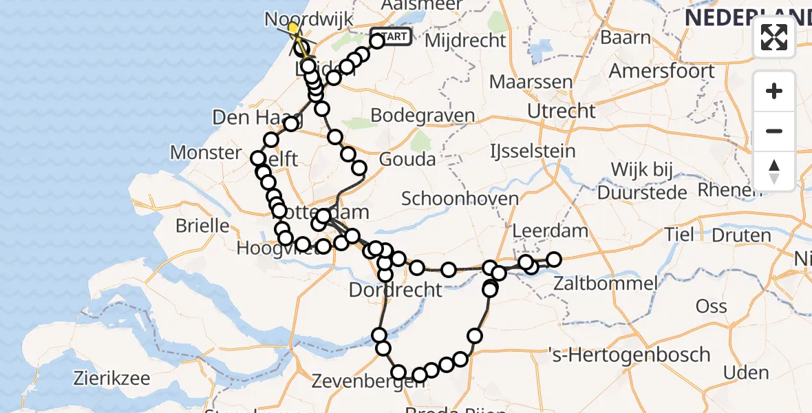 Routekaart van de vlucht: Politieheli naar Katwijk