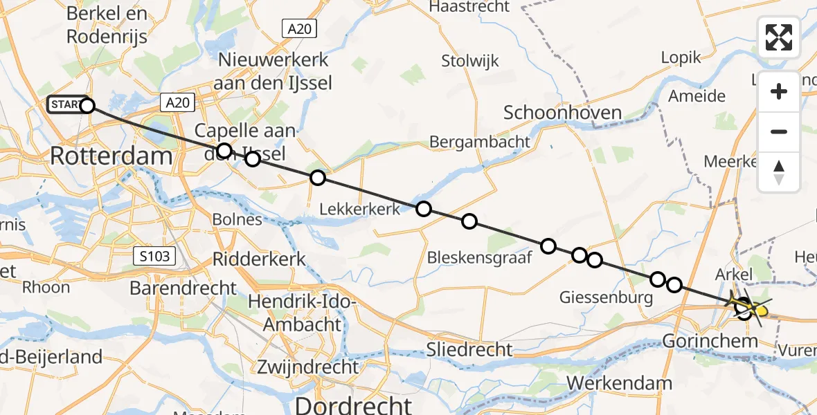 Routekaart van de vlucht: Lifeliner 2 naar Spijk