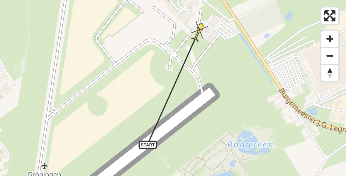 Routekaart van de vlucht: Lifeliner 4 naar Groningen Airport Eelde