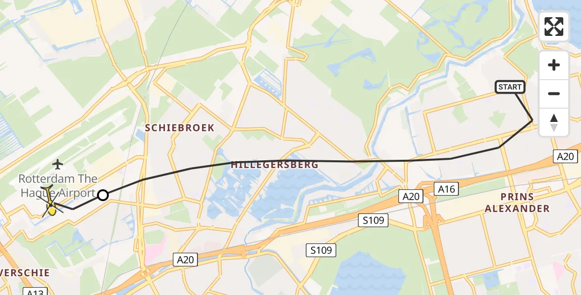 Routekaart van de vlucht: Lifeliner 2 naar Rotterdam The Hague Airport