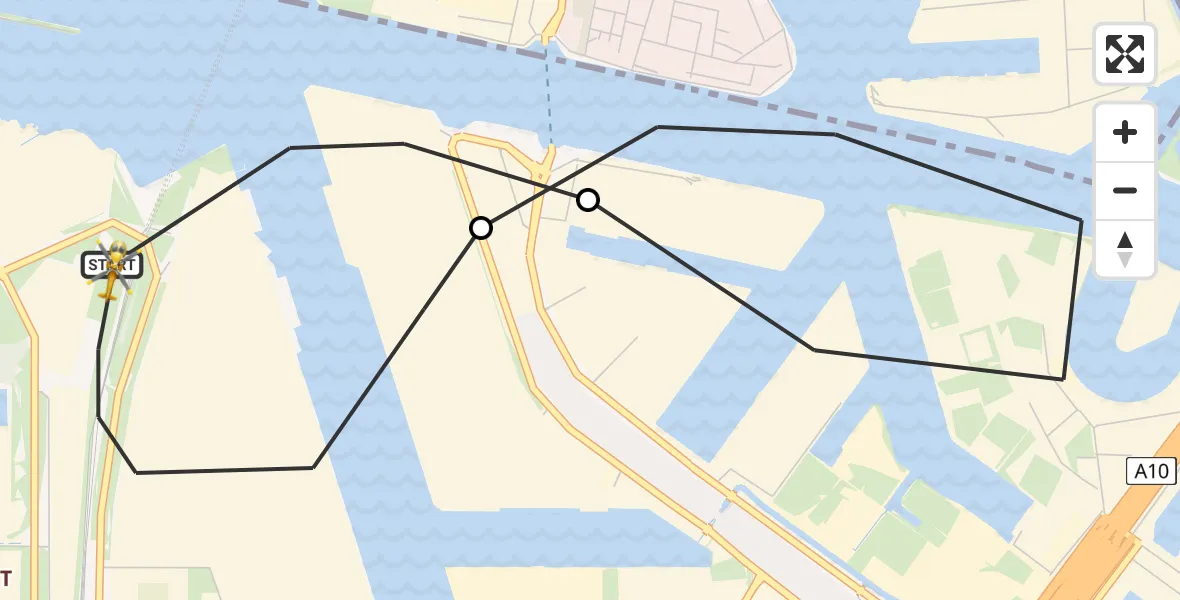Vluchtroute Traumahelikopter Amsterdam Heliport - Amsterdam Heliport, 16 oktober 2023, 15:17
