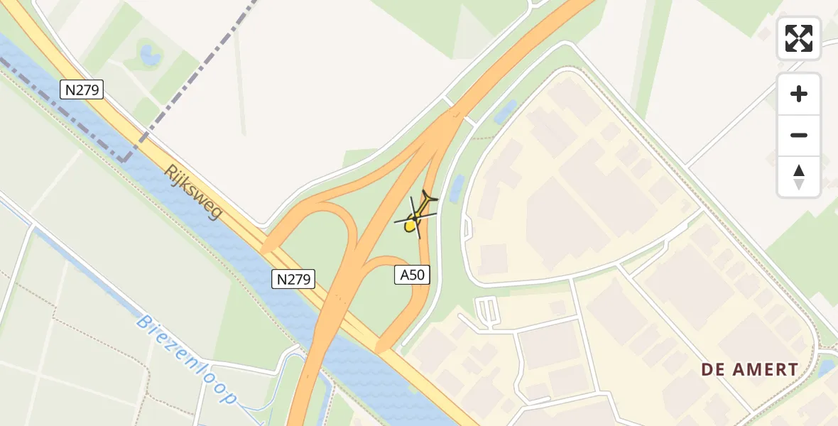 Vluchtroute Traumahelikopter van Veghel naar Veghel