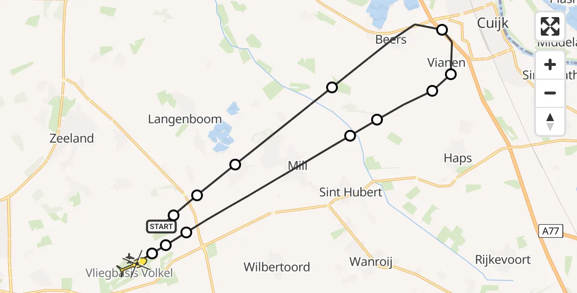 Routekaart van de vlucht: Lifeliner 3 naar Vliegbasis Volkel