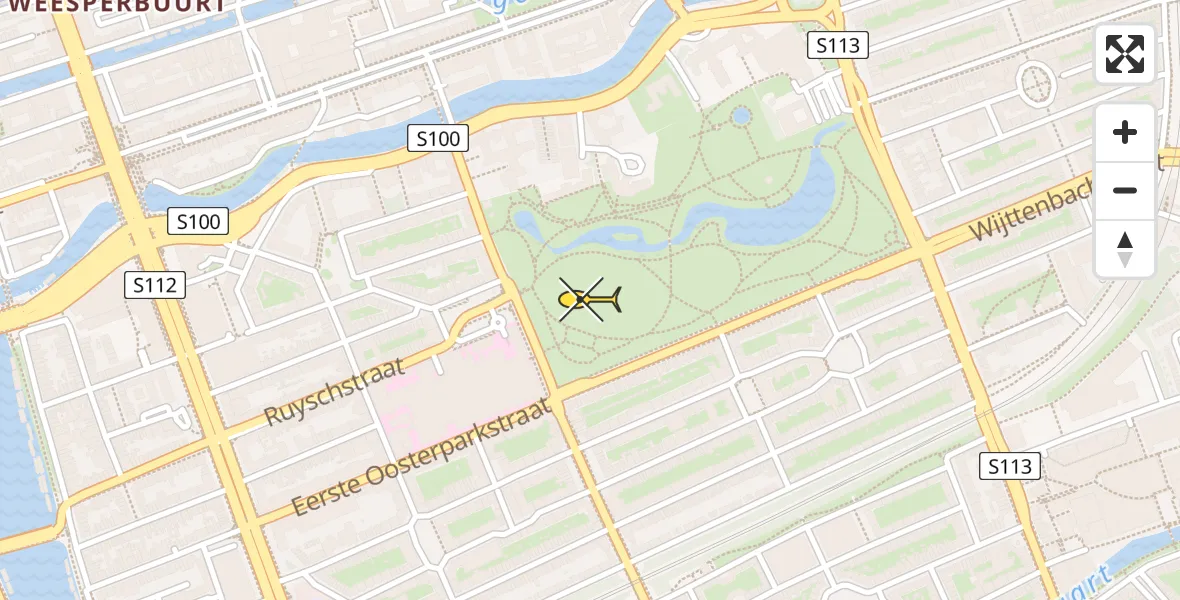 Vluchtroute Traumahelikopter van Amsterdam naar Amsterdam