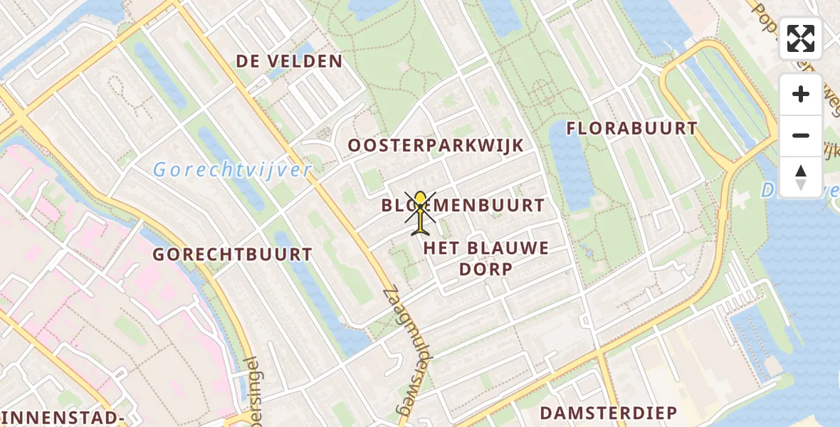 Vluchtroute Ambulancehelikopter van Universitair Medisch Centrum Groningen naar Universitair Medisch Centrum Groningen