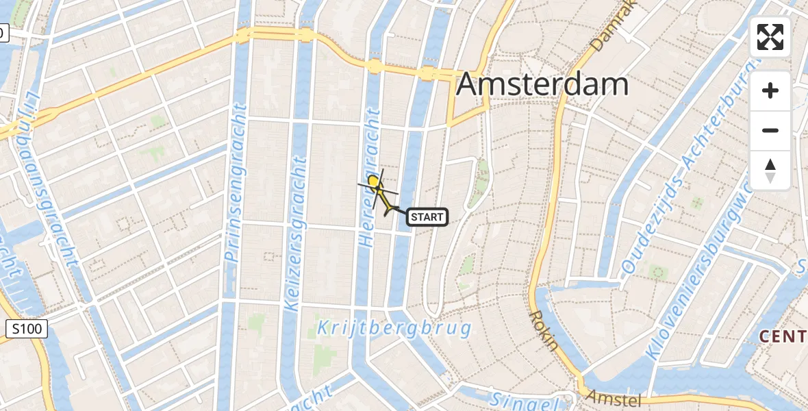 Vluchtroute Politiehelikopter van Amsterdam naar Amsterdam