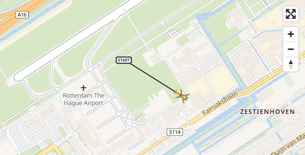 Vluchtroute Traumahelikopter Rotterdam The Hague Airport - Rotterdam The Hague Airport, 17 oktober 2023, 10:50