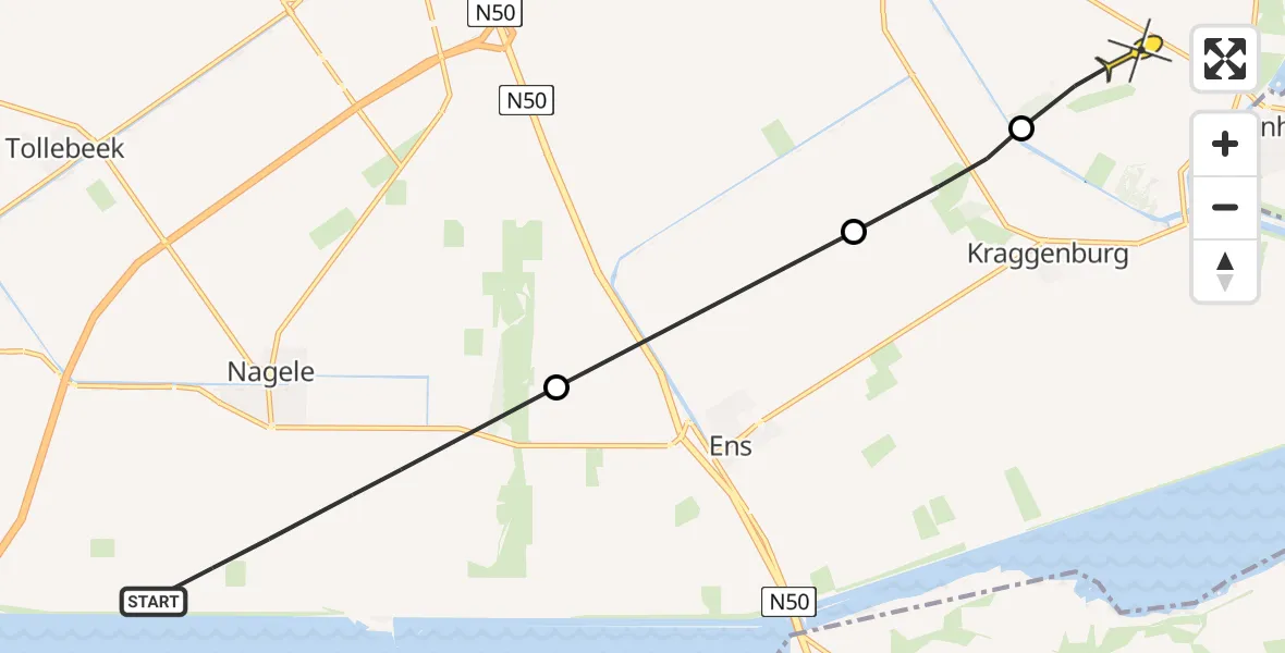 Routekaart van de vlucht: Politieheli naar Marknesse