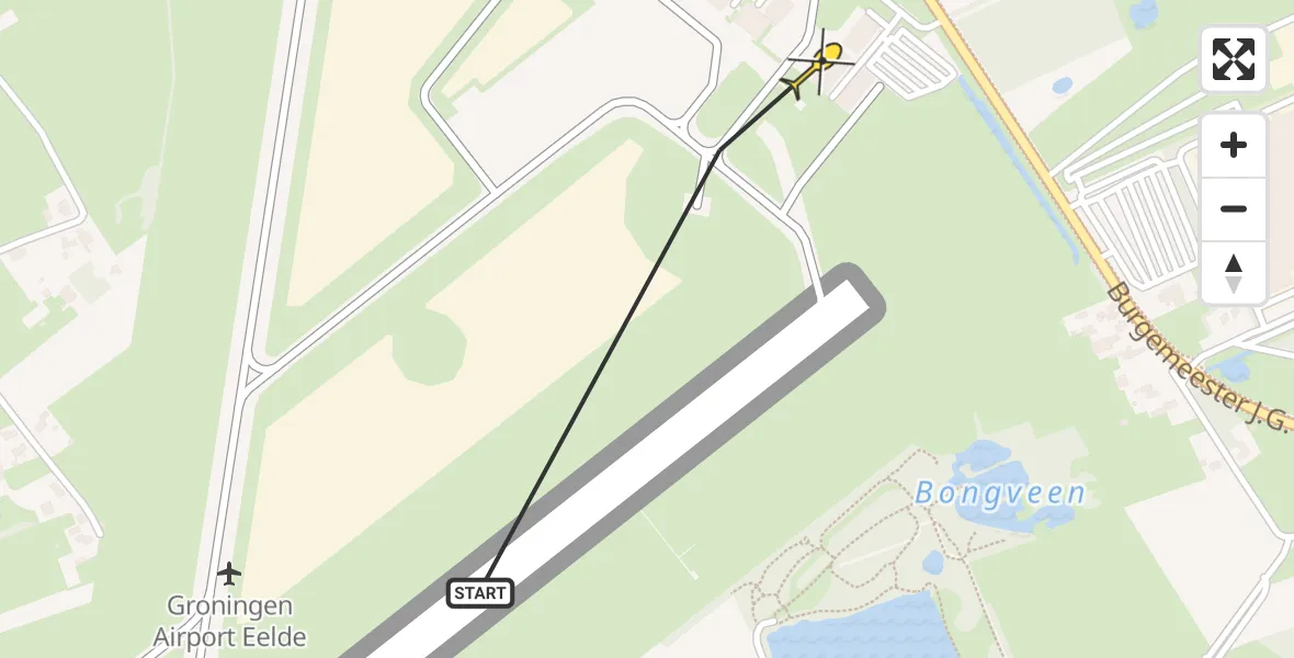 Routekaart van de vlucht: Lifeliner 4 naar Groningen Airport Eelde