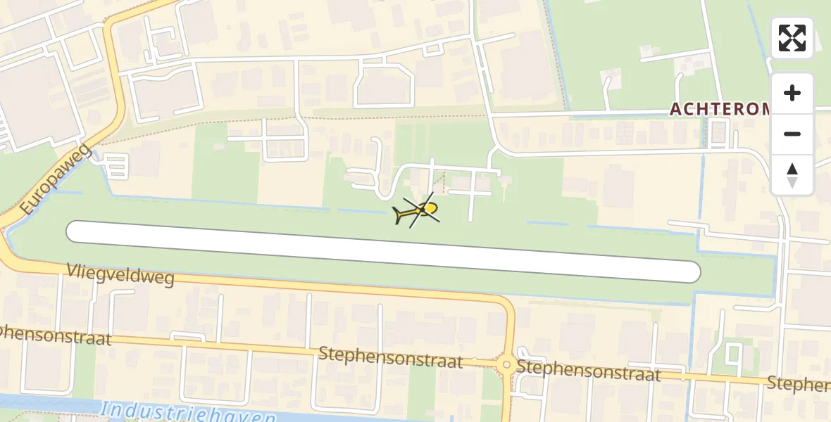 Routekaart van de vlucht: Politiehelikopter naar Vliegveld Hoogeveen