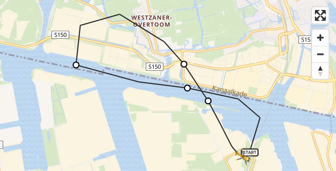Vluchtroute Traumahelikopter Amsterdam Heliport - Amsterdam Heliport, 17 oktober 2023, 14:16