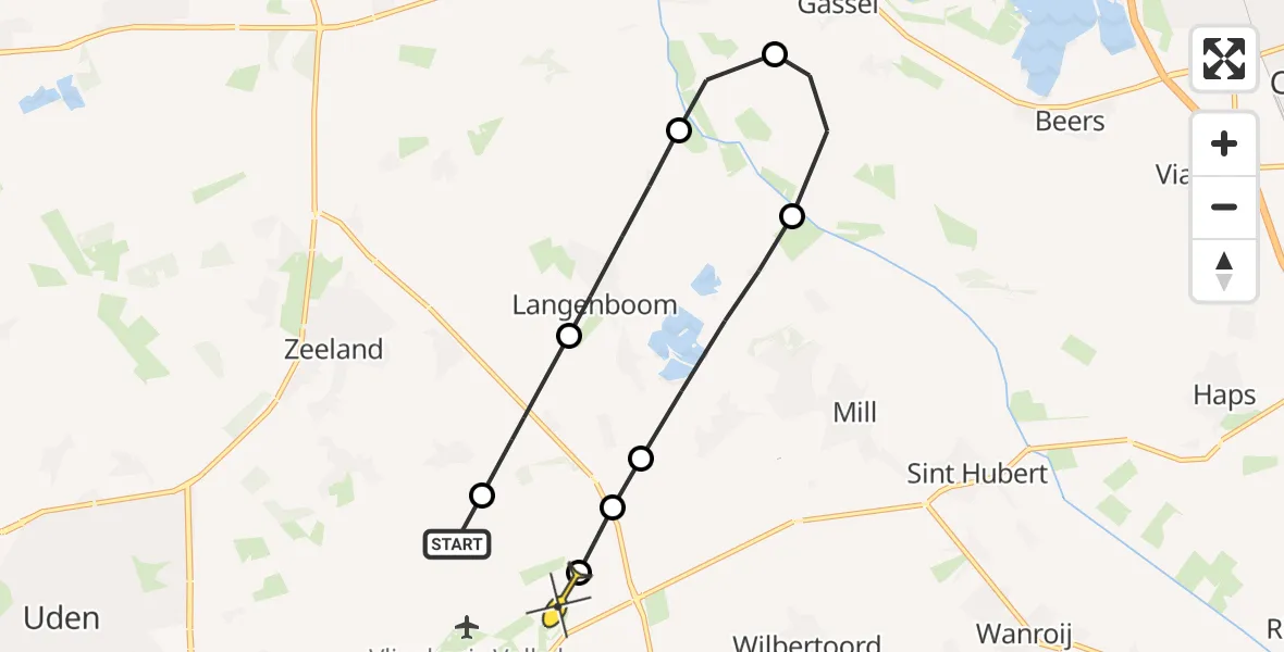 Routekaart van de vlucht: Lifeliner 3 naar Volkel