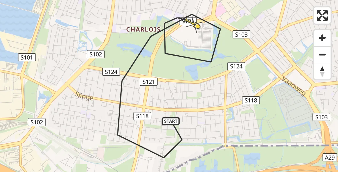 Routekaart van de vlucht: Lifeliner 2 naar Rotterdam