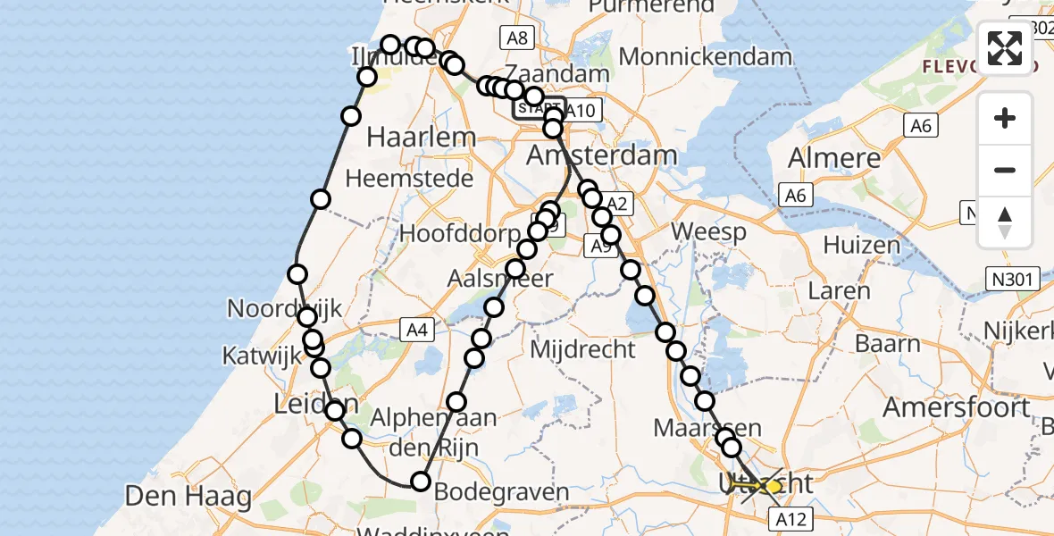 Routekaart van de vlucht: Lifeliner 1 naar Utrecht