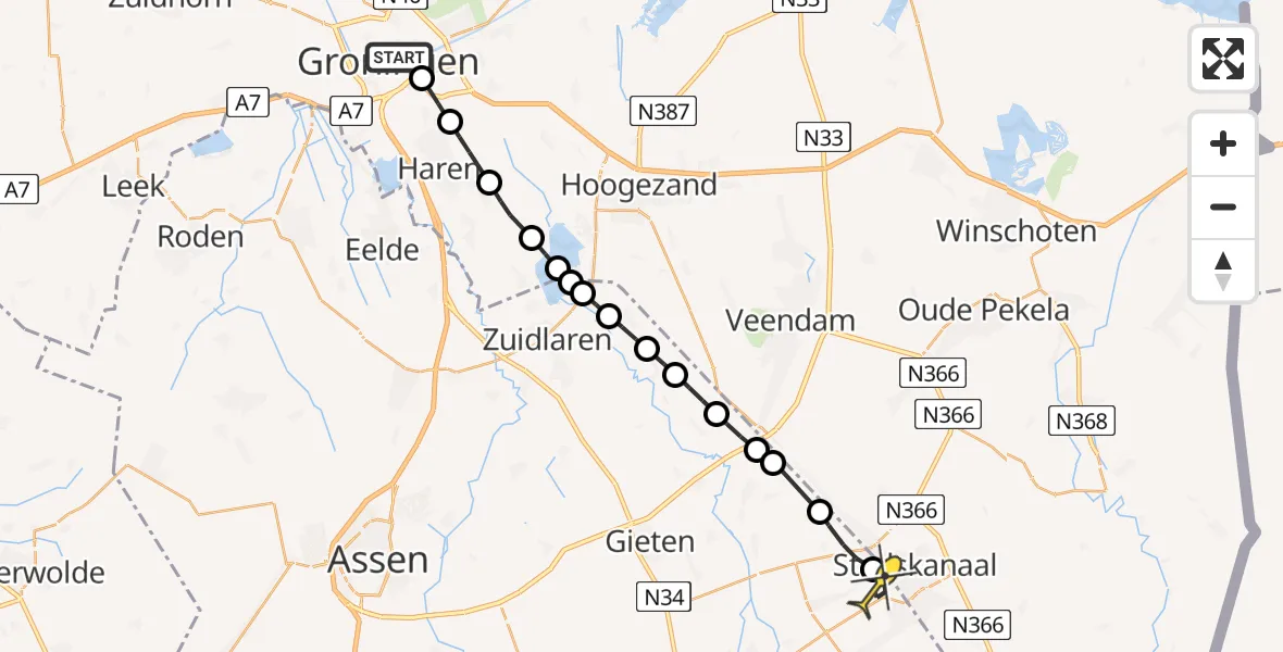 Routekaart van de vlucht: Lifeliner 4 naar Drouwenermond