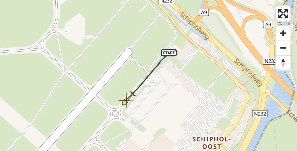Vluchtroute Politiehelikopter van Schiphol naar Schiphol