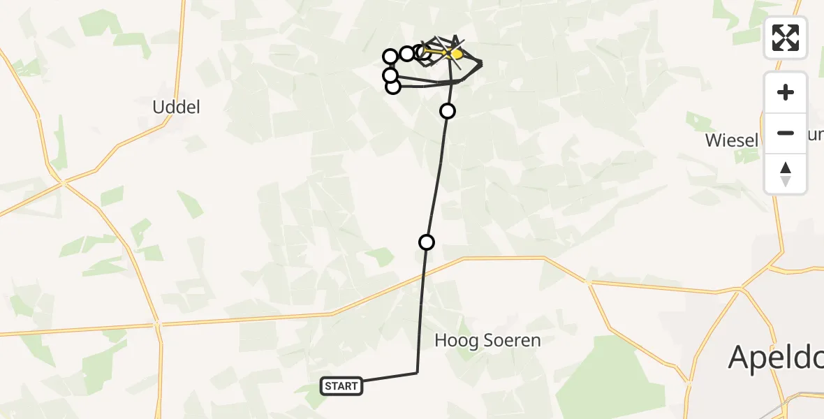 Routekaart van de vlucht: Politiehelikopter naar Vaassen