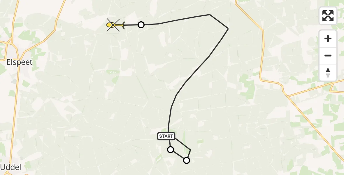 Routekaart van de vlucht: Politiehelikopter naar Vierhouten