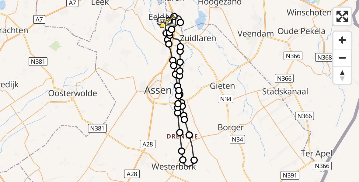 Routekaart van de vlucht: Lifeliner 4 naar Groningen Airport Eelde