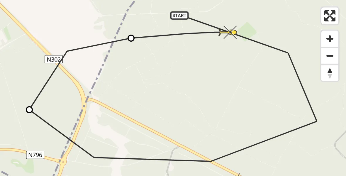 Routekaart van de vlucht: Politiehelikopter naar Ermelo