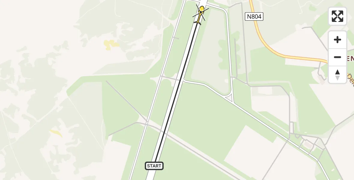 Routekaart van de vlucht: Politiehelikopter naar Vliegbasis Deelen