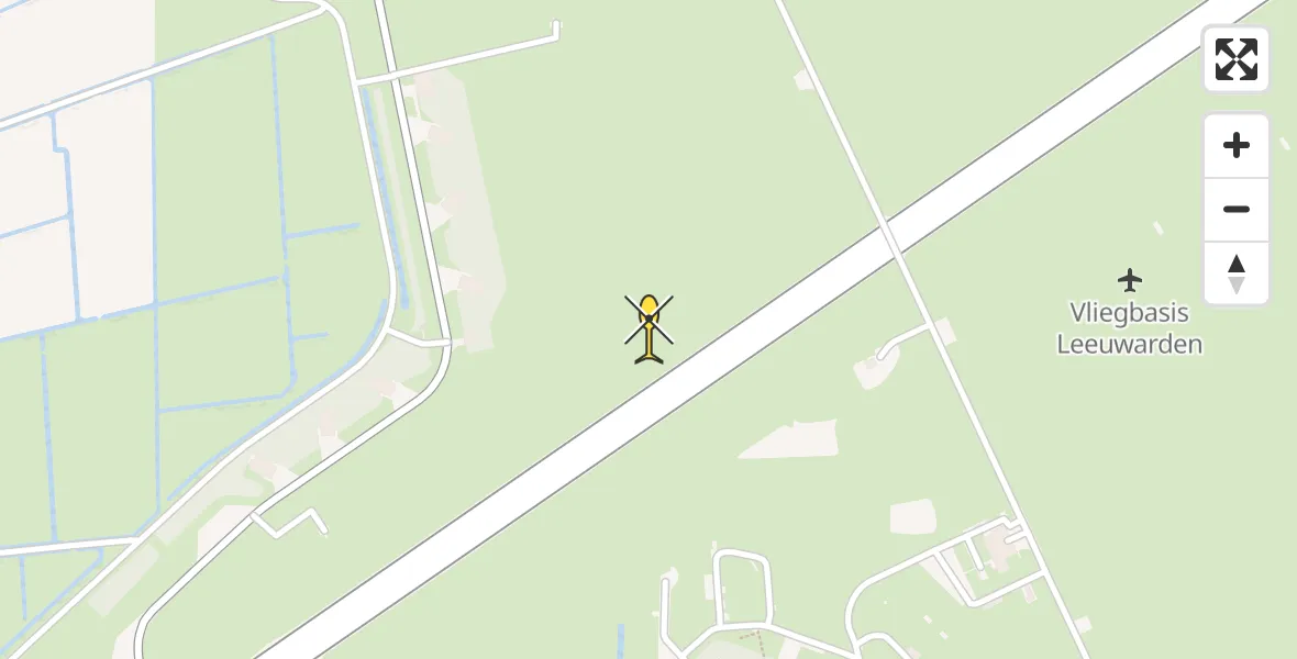 Vluchtroute Ambulancehelikopter van Vliegbasis Leeuwarden naar Vliegbasis Leeuwarden