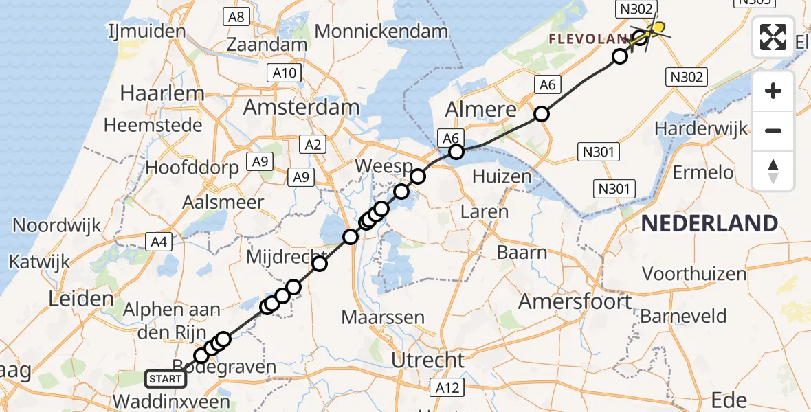 Routekaart van de vlucht: Lifeliner 1 naar Lelystad Airport