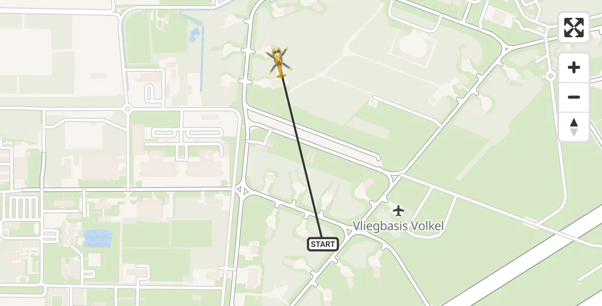 Vluchtroute Traumahelikopter Vliegbasis Volkel - Vliegbasis Volkel, 18 oktober 2023, 09:59