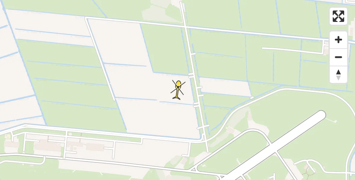 Vluchtroute Ambulancehelikopter van Vliegbasis Leeuwarden naar Vliegbasis Leeuwarden
