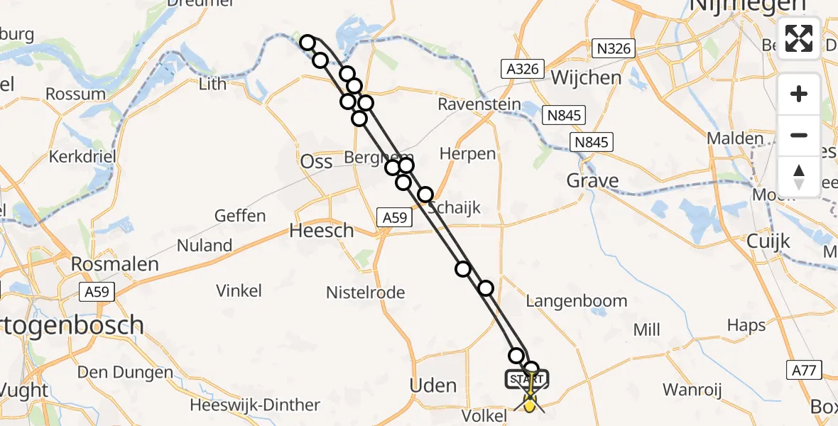 Routekaart van de vlucht: Lifeliner 3 naar Vliegbasis Volkel