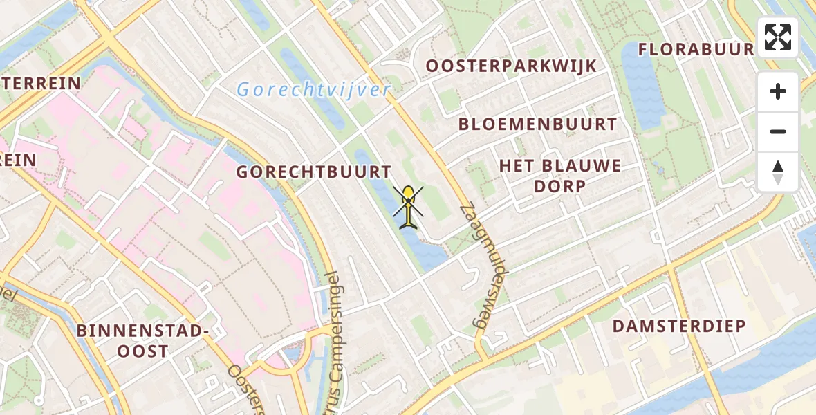 Routekaart van de vlucht: Ambulanceheli naar Universitair Medisch Centrum Groningen