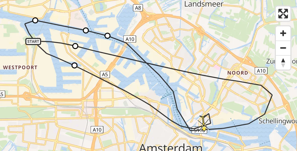 Routekaart van de vlucht: Lifeliner 1 naar Amsterdam