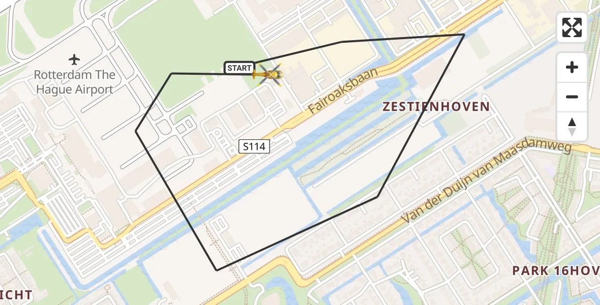 Vluchtroute Traumahelikopter Rotterdam The Hague Airport - Rotterdam The Hague Airport, 18 oktober 2023, 15:56