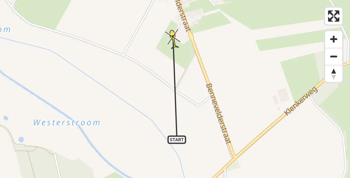 Routekaart van de vlucht: Traumahelikopter naar Benneveld