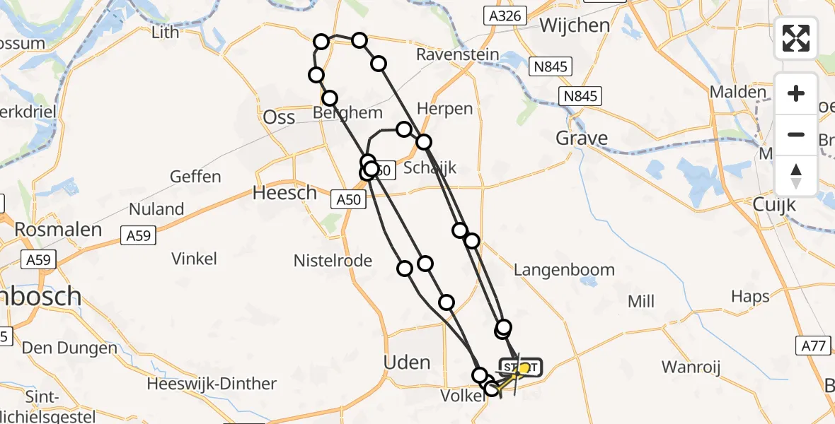 Routekaart van de vlucht: Lifeliner 3 naar Vliegbasis Volkel