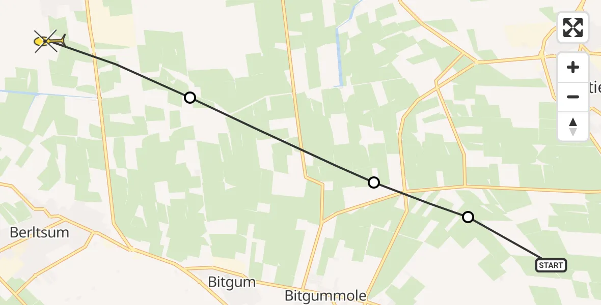 Routekaart van de vlucht: Ambulanceheli naar St.-Annaparochie