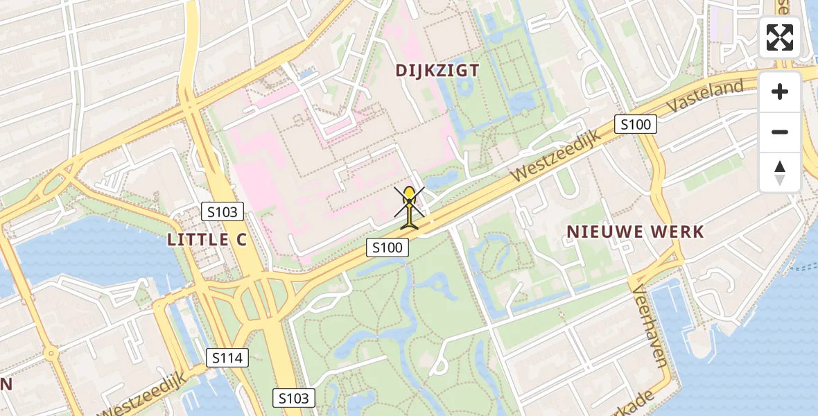 Vluchtroute Traumahelikopter van Erasmus MC naar Erasmus MC