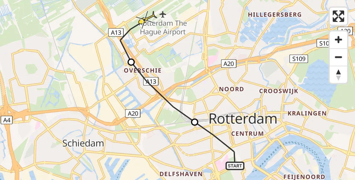 Routekaart van de vlucht: Lifeliner 2 naar Rotterdam The Hague Airport