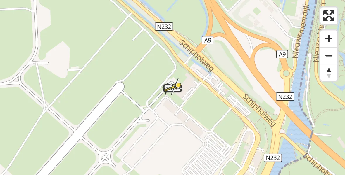 Vluchtroute Politiehelikopter van Schiphol naar Schiphol