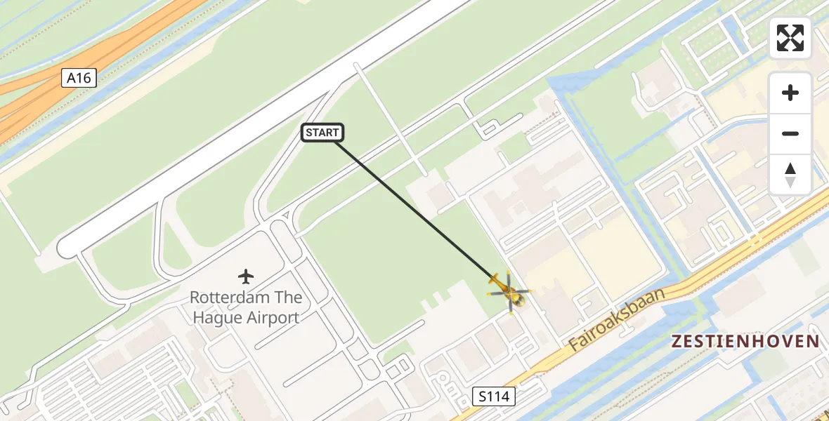 Vluchtroute Traumahelikopter Rotterdam The Hague Airport - Rotterdam The Hague Airport, 19 oktober 2023, 04:54