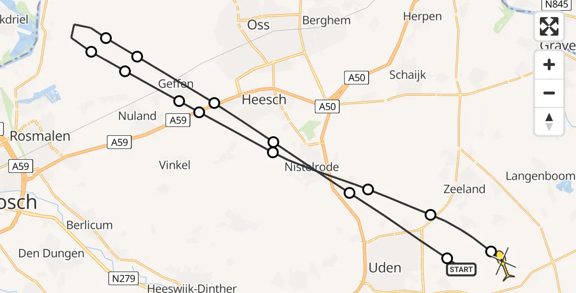 Routekaart van de vlucht: Lifeliner 3 naar Vliegbasis Volkel