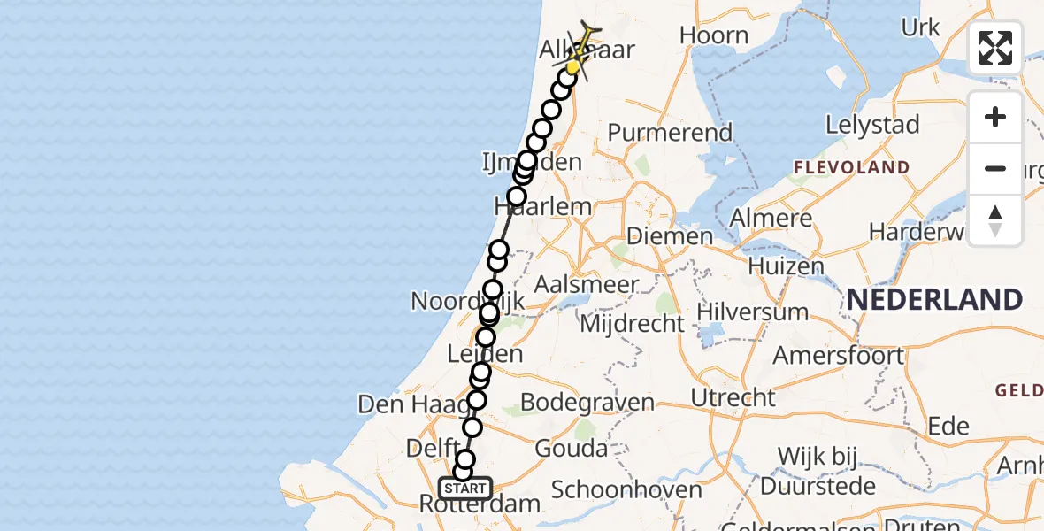 Routekaart van de vlucht: Lifeliner 2 naar Alkmaar