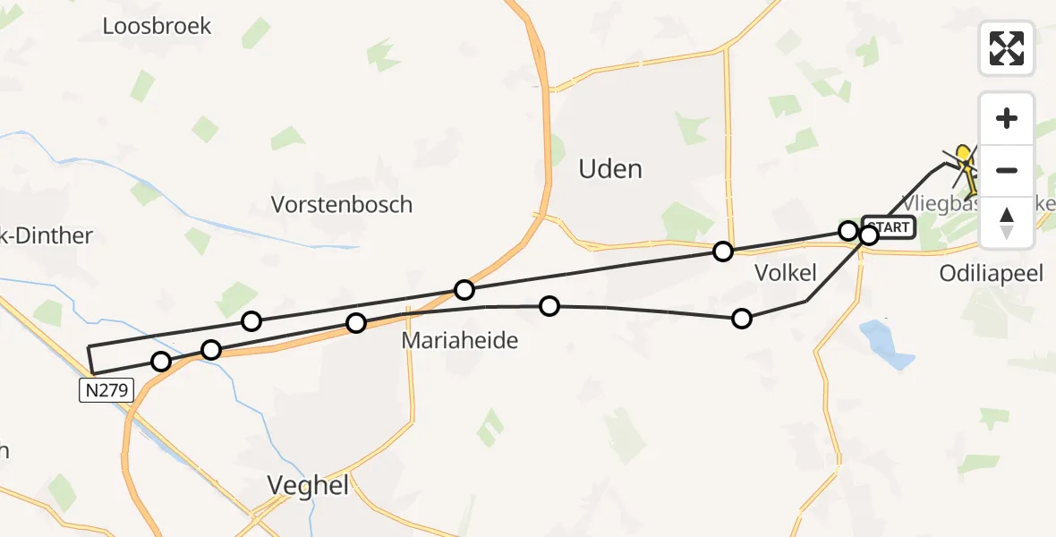 Routekaart van de vlucht: Lifeliner 3 naar Vliegbasis Volkel