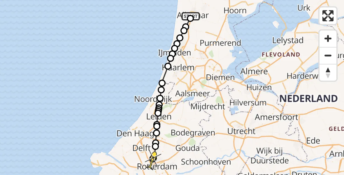 Routekaart van de vlucht: Lifeliner 2 naar Rotterdam The Hague Airport