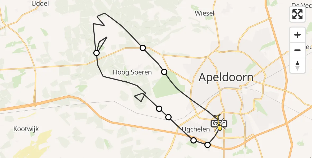 Routekaart van de vlucht: Politiehelikopter naar Apeldoorn