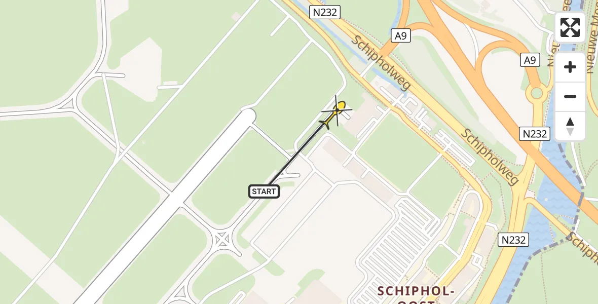 Vluchtroute Politiehelikopter van Schiphol naar Schiphol