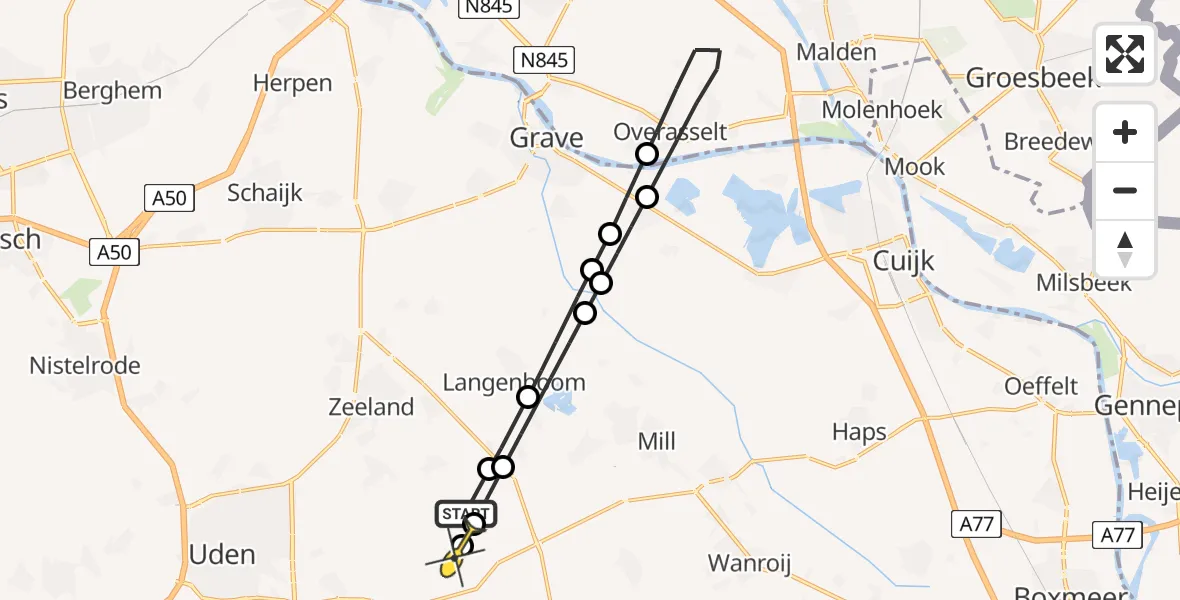 Routekaart van de vlucht: Lifeliner 3 naar Vliegbasis Volkel