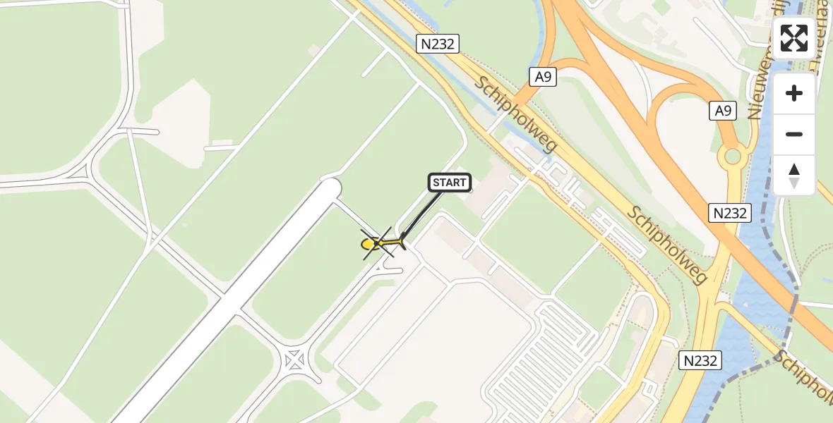 Vluchtroute Politiehelikopter van Schiphol naar Schiphol