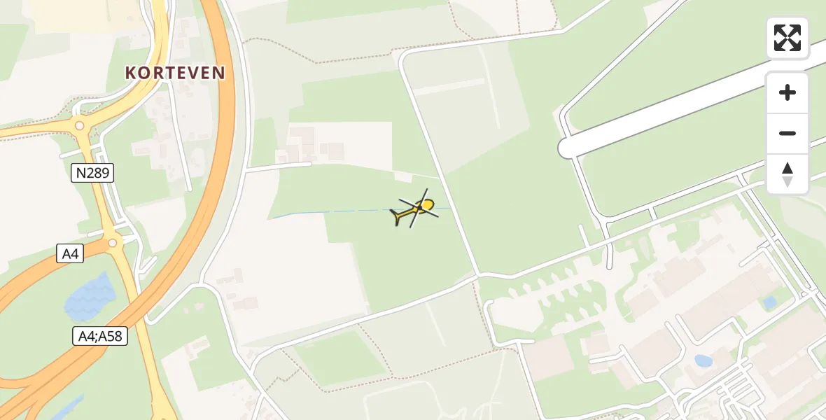 Routekaart van de vlucht: Politiehelikopter naar Vliegbasis Woensdrecht